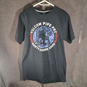 Volcom Pipe Pro North Shore Oahu Black Graphic Tee VG M TV Series